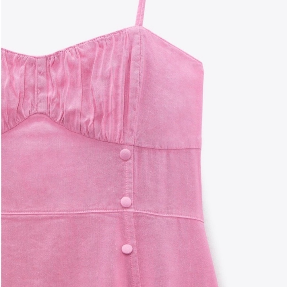 Zara pink linen midi dress - Picture 5 of 6